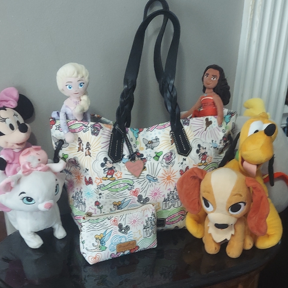 DOONEY & BOURKE Retired Limited Edition "Disney Sketch" Neverfull Tote 2 Pc Set